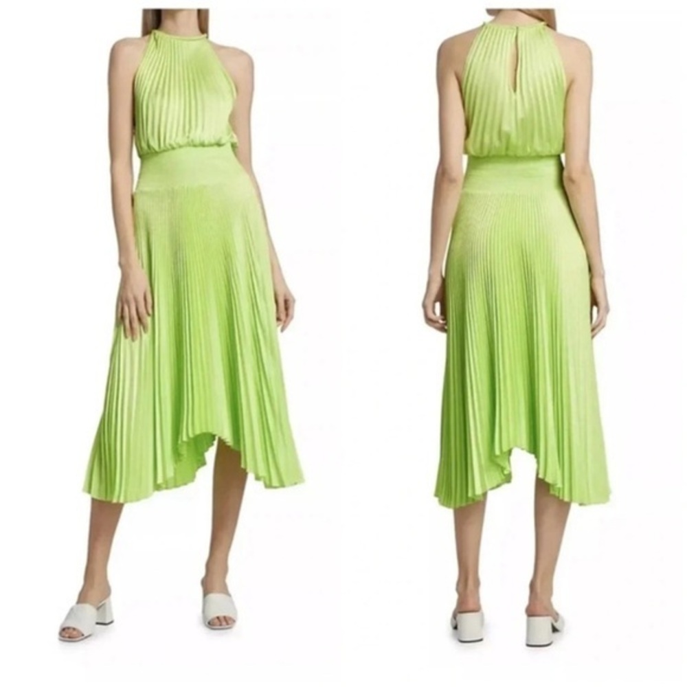 Joie Vibrant Green Pleated Midi Dress spring/summer wedding dress
